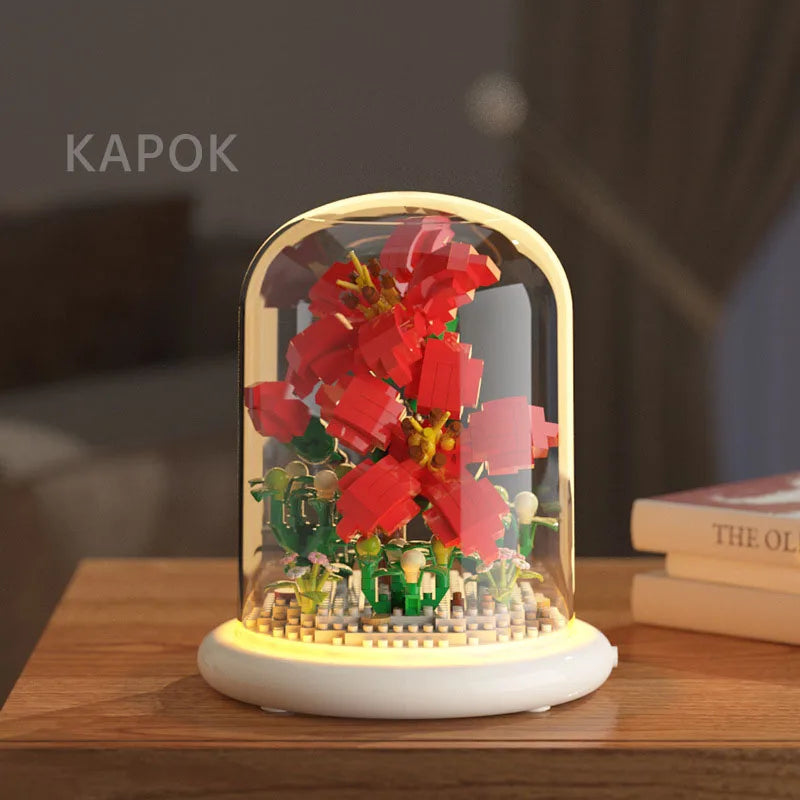 Building block flower eternal rose small particle building block assembly toy gift desktop decoration